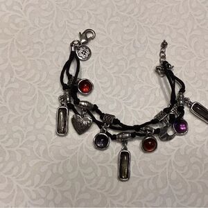 Adjustable Multi-Charm Triple Corded  Bracelet with Charms